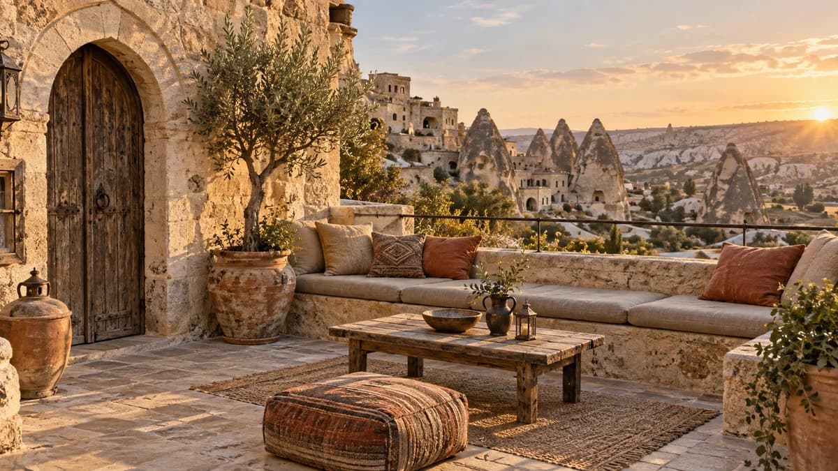 Illustrative Anatolian guesthouse terrace