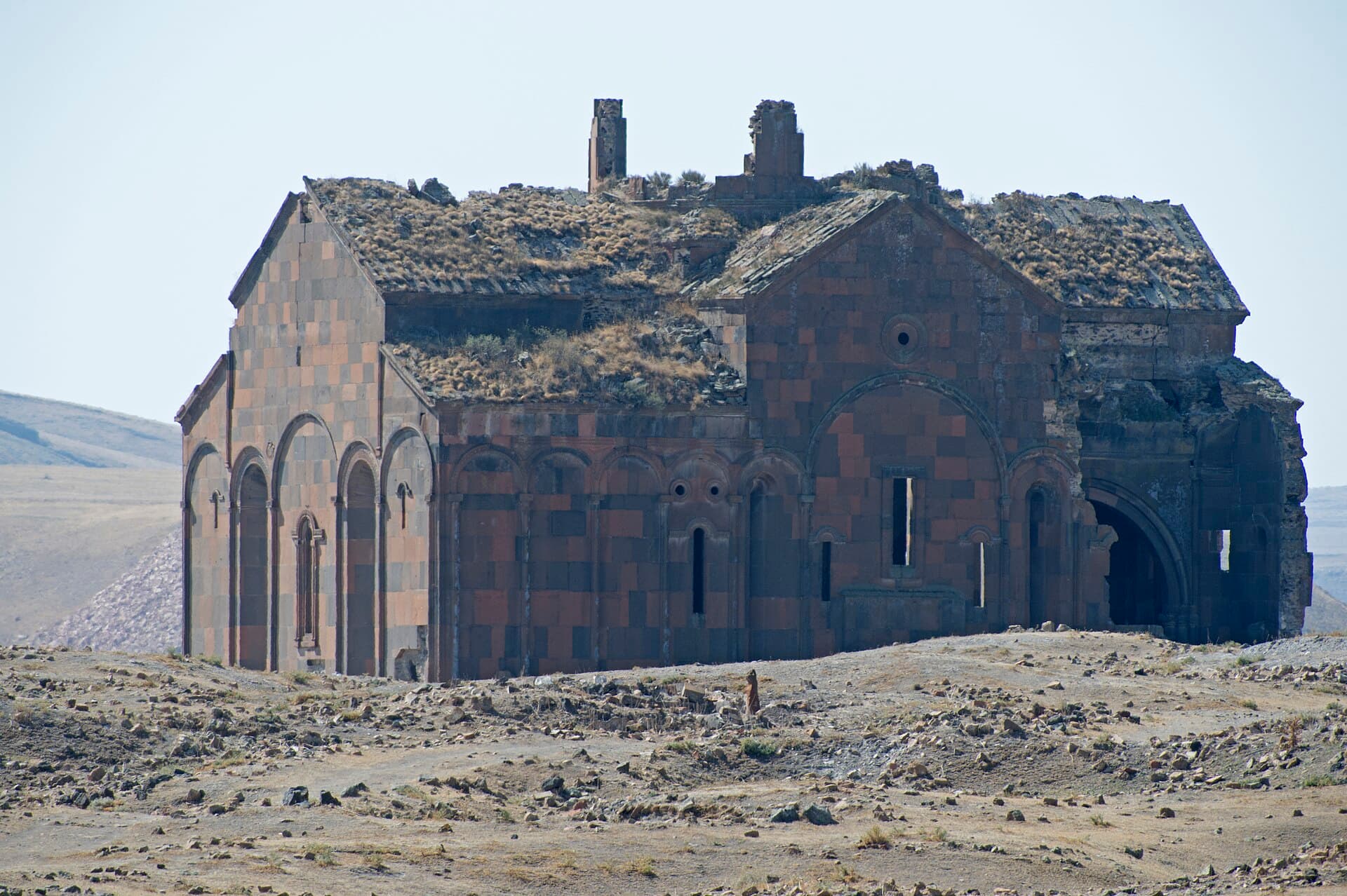 Ruined Cathedral of Ani's roofless stone exterior walls against open sky