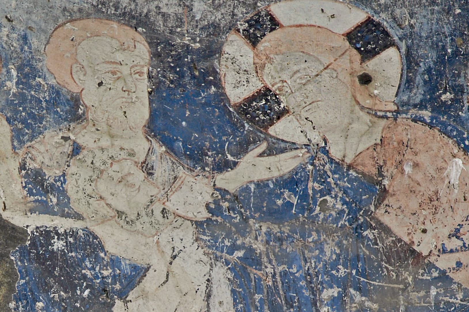 Last Supper fresco with haloed figures on a blue ground, Tigran Honents church