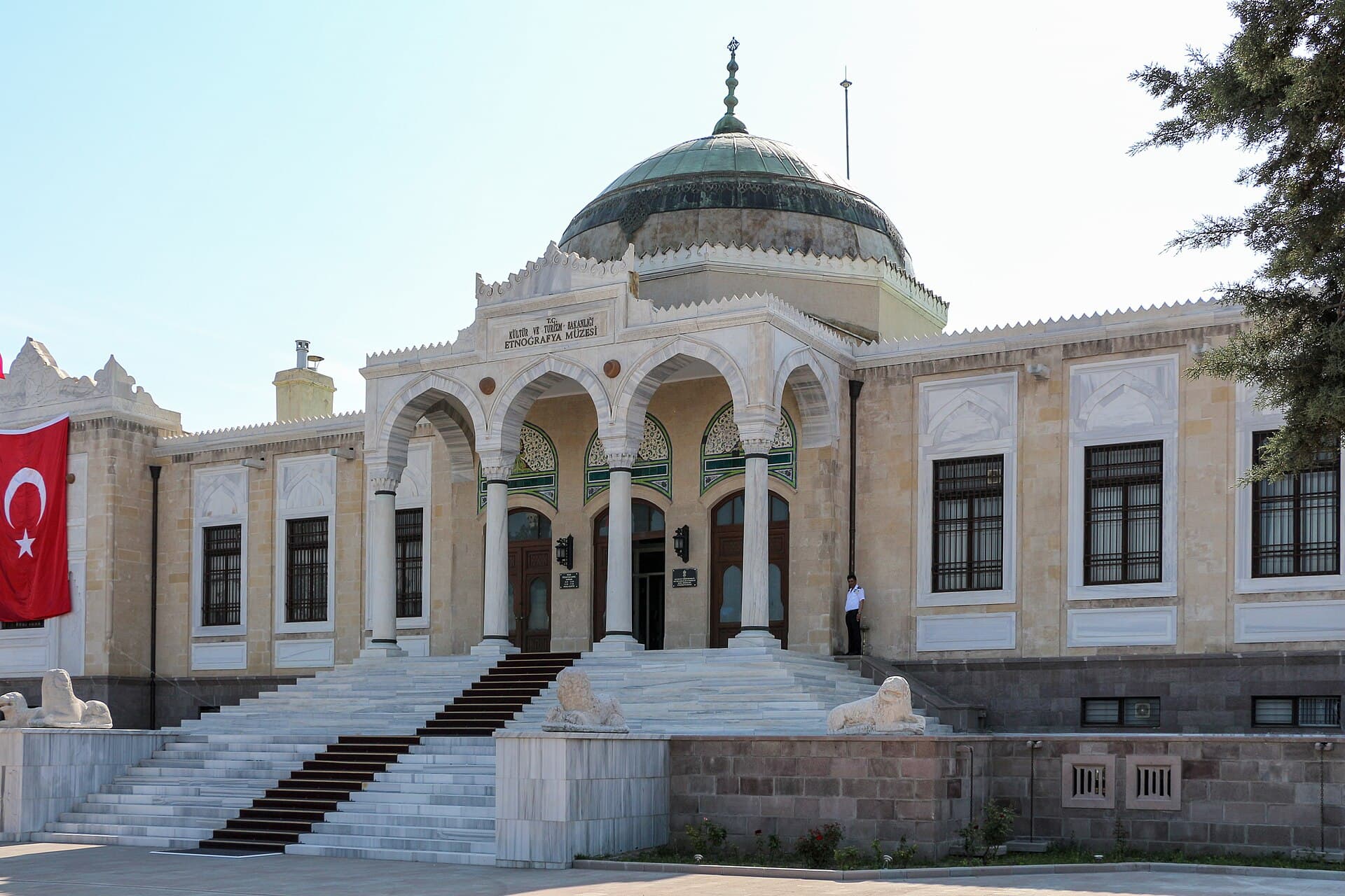 Neoclassical Ankara Ethnography Museum facade, southwestern exterior view.