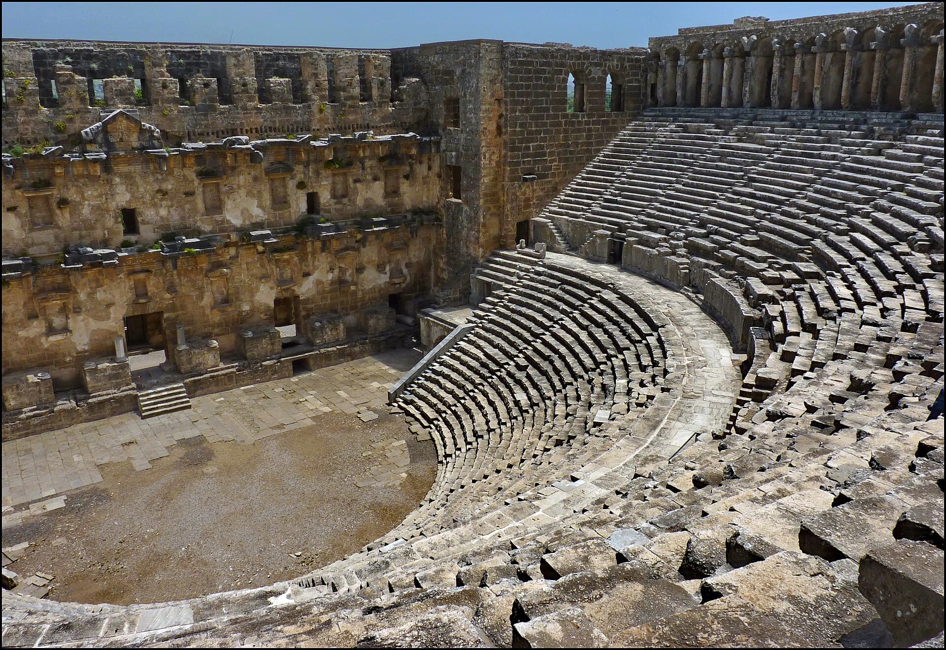 The seating and stage building inside Aspendos theatre