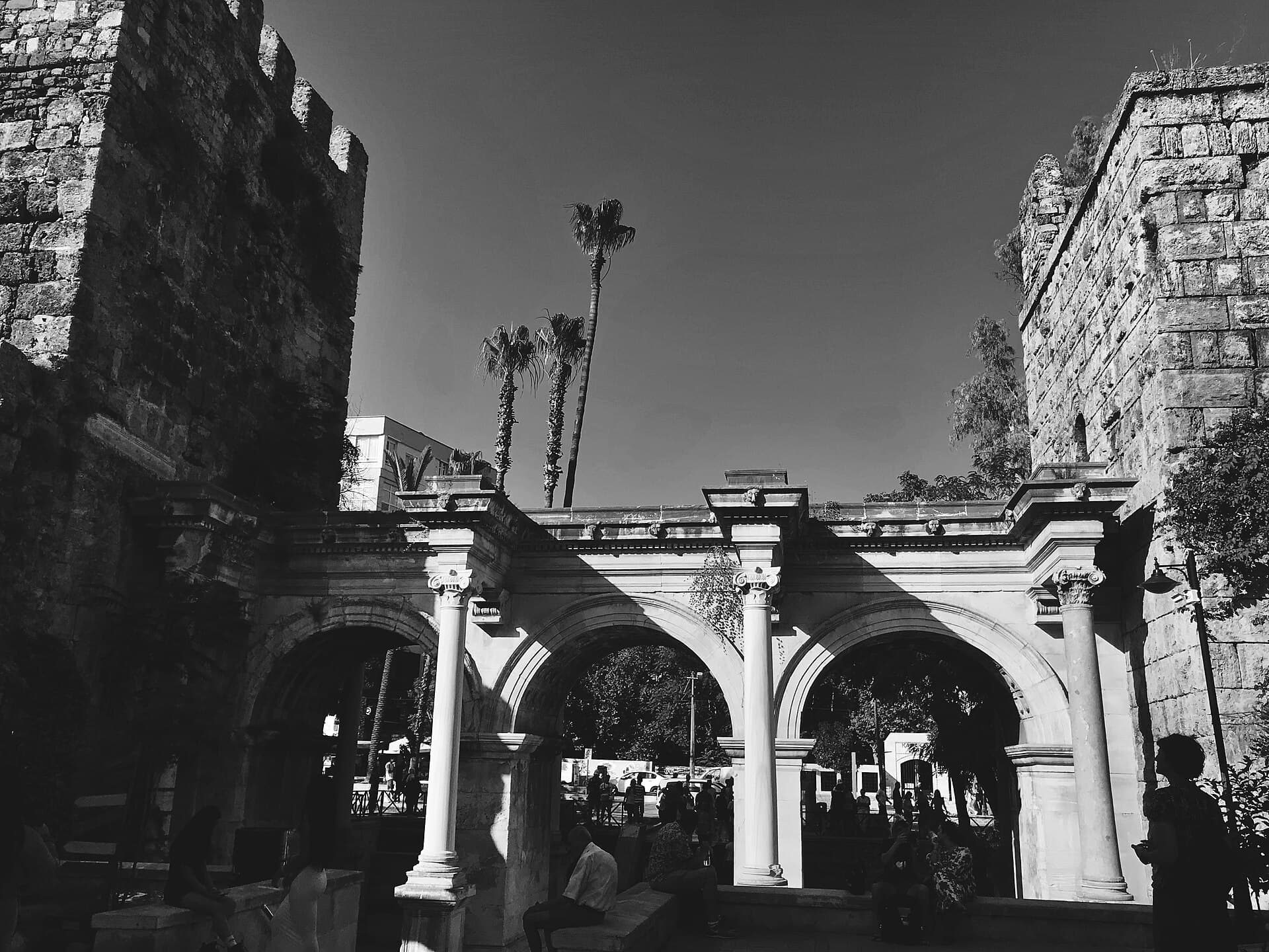The three arches of Hadrian's Gate at the entrance to Kaleiçi