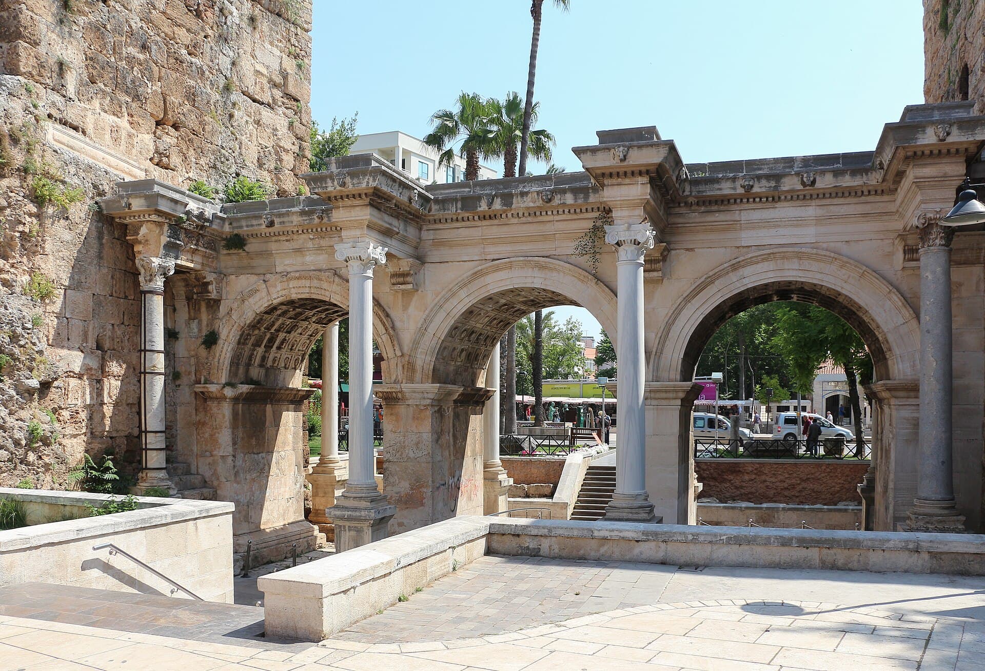 Hadrian's Gate and its flanking towers in Antalya
