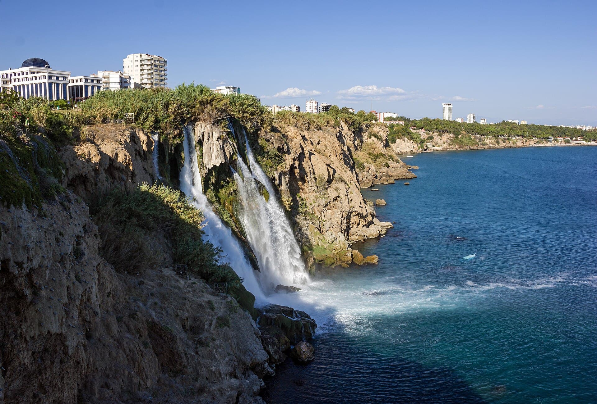 A coastal view of the Lower Düden waterfall
