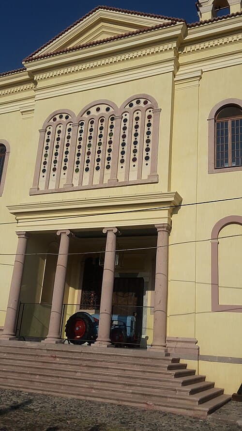 Front facade of the Taxiarchis Church on Cunda Island.