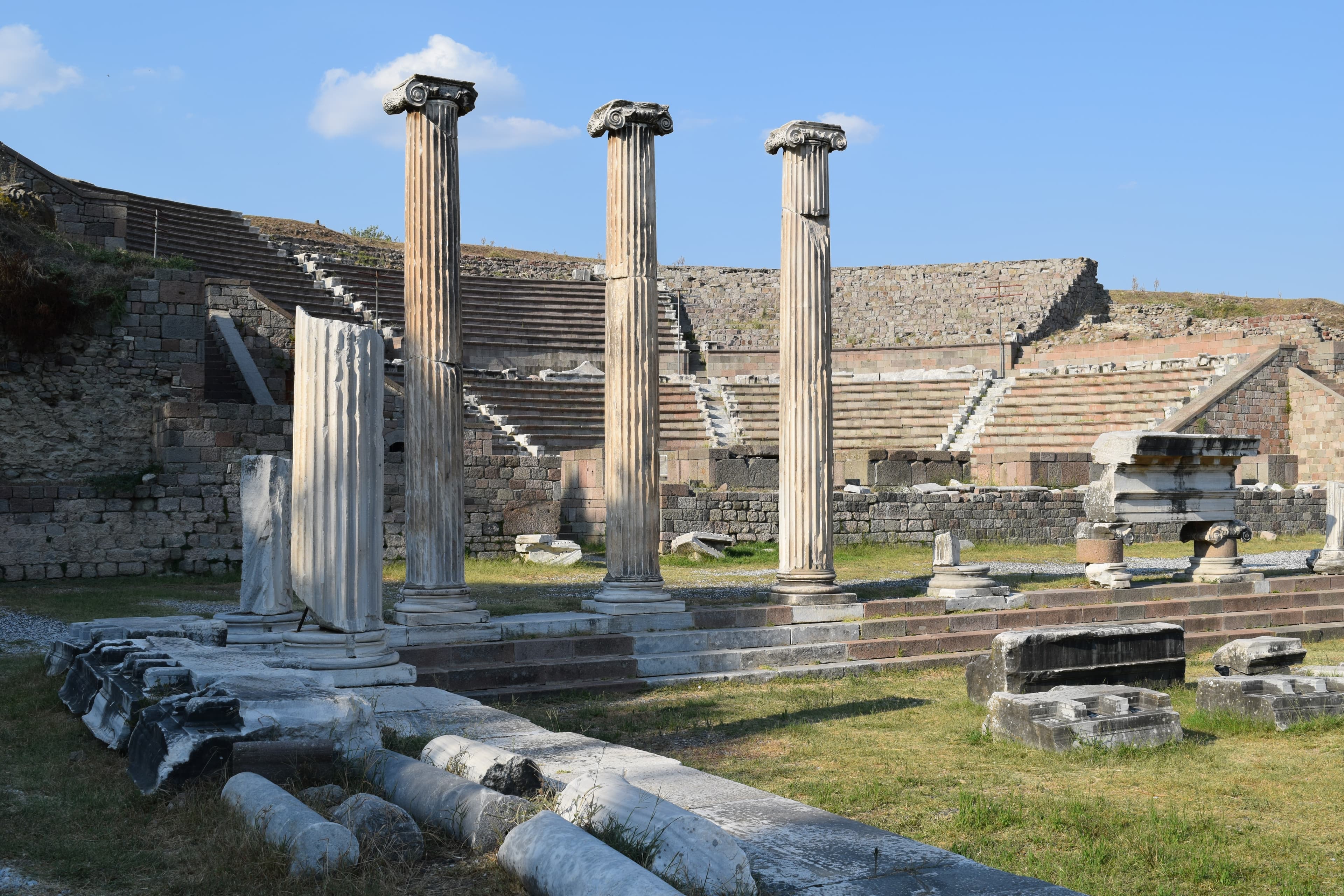 The colonnaded sacred way and ruins of the Asklepion healing sanctuary near Bergama.