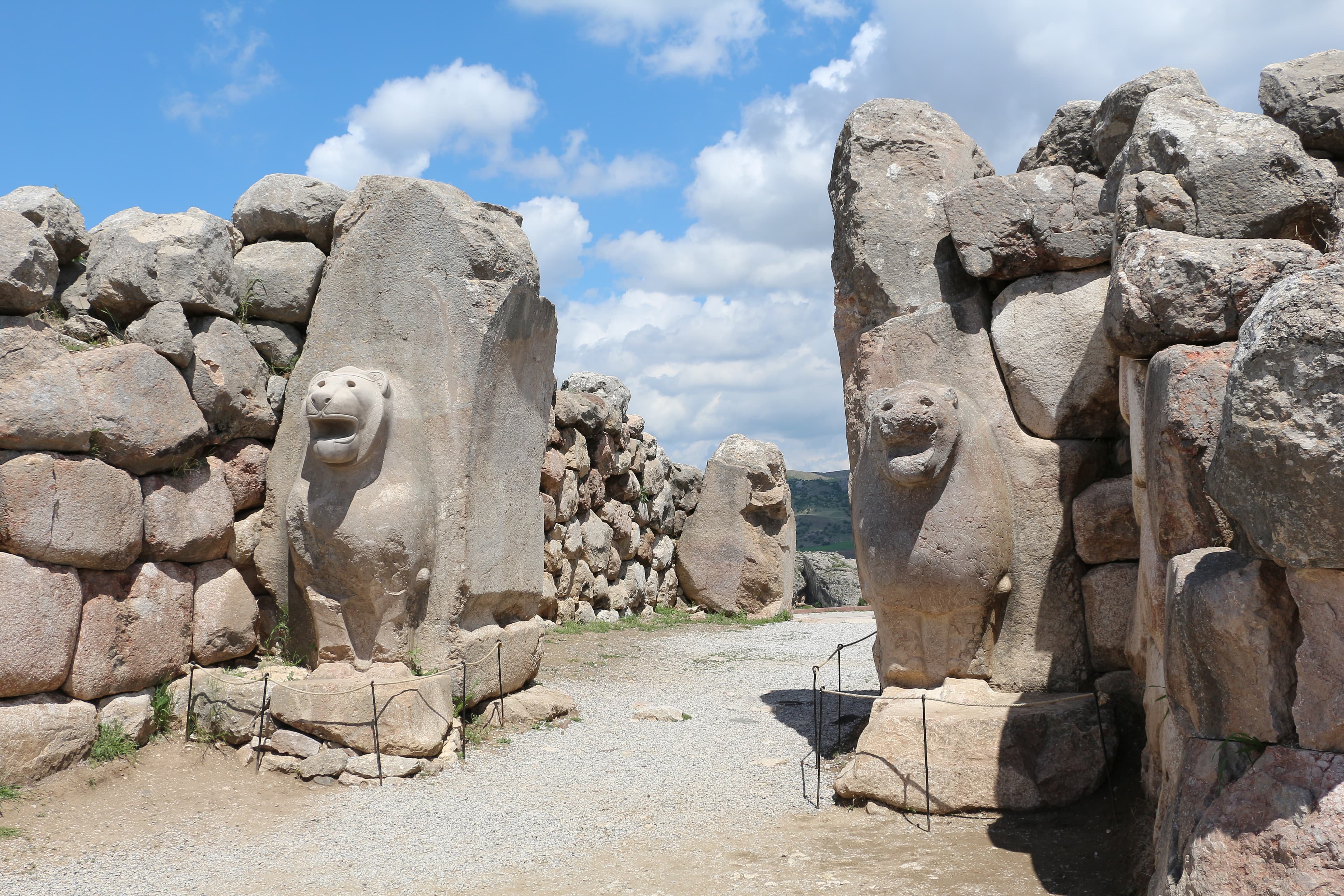The basalt lions of the Lion Gate at Hattuşa, capital of the Hittite Empire.