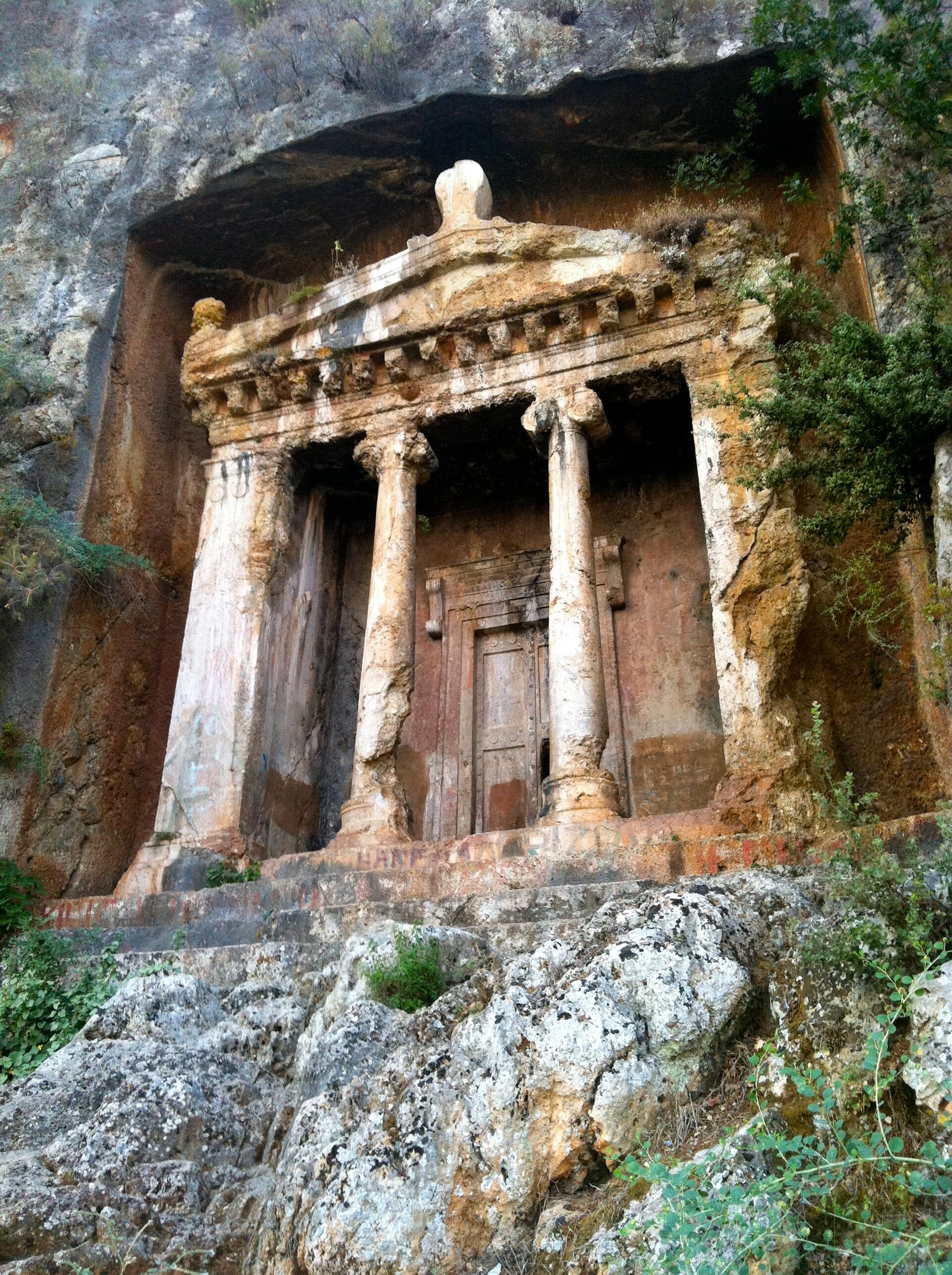 Ionic rock-cut facade of the Tomb of Amyntas above Fethiye.