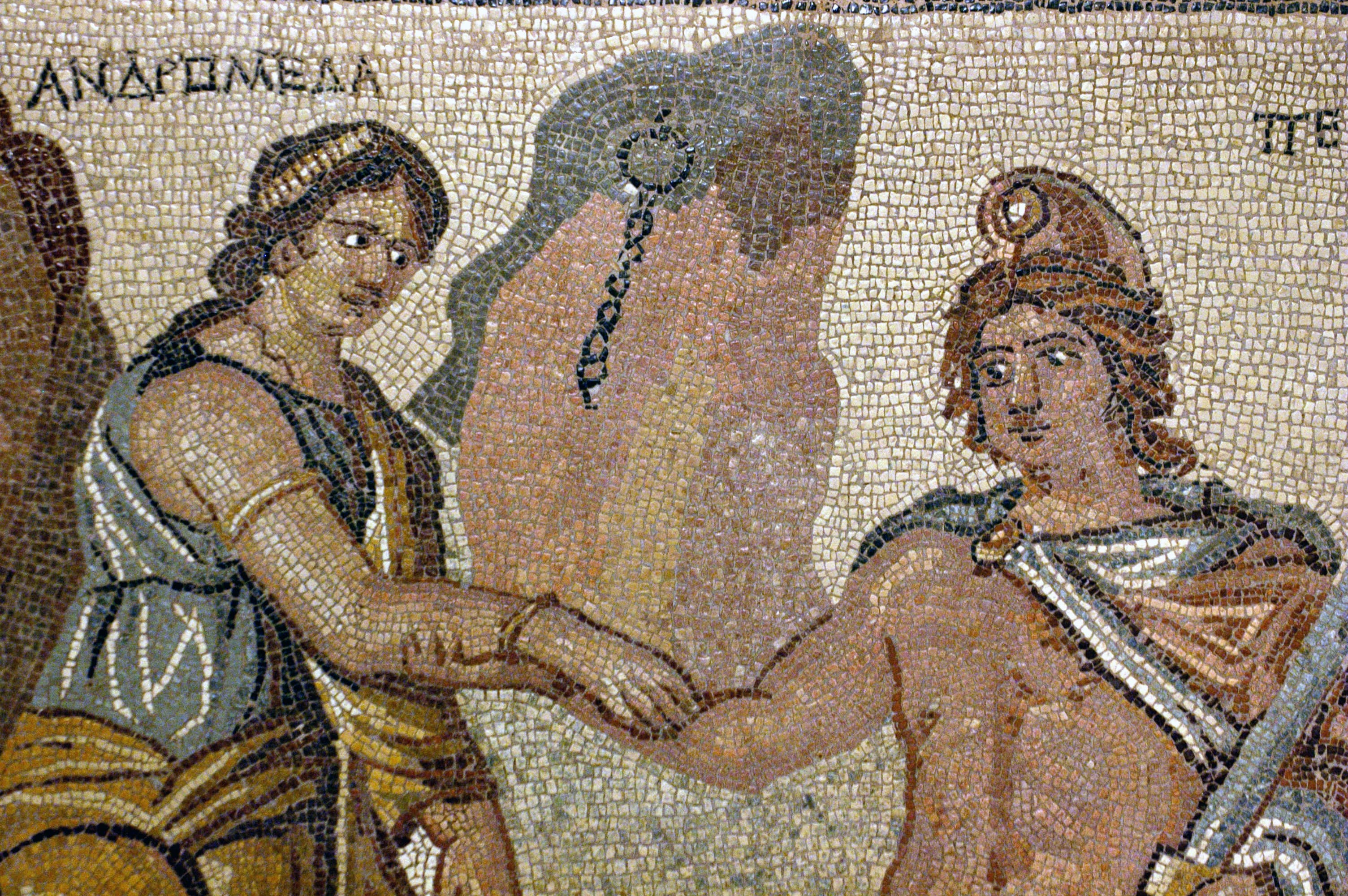 The Andromeda mosaic from the House of Poseidon at Zeugma, on display at the Zeugma Mosaic Museum.