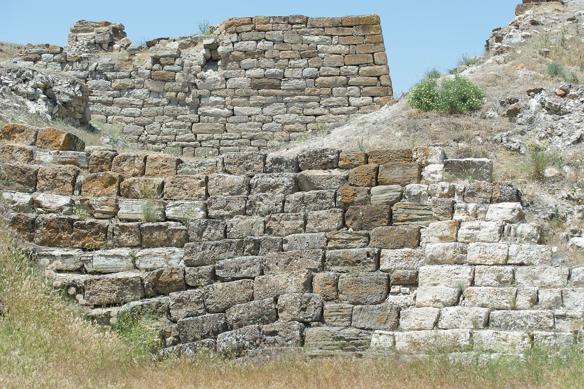 Excavated stone gate complex and courtyard walls at Gordion's citadel mound.