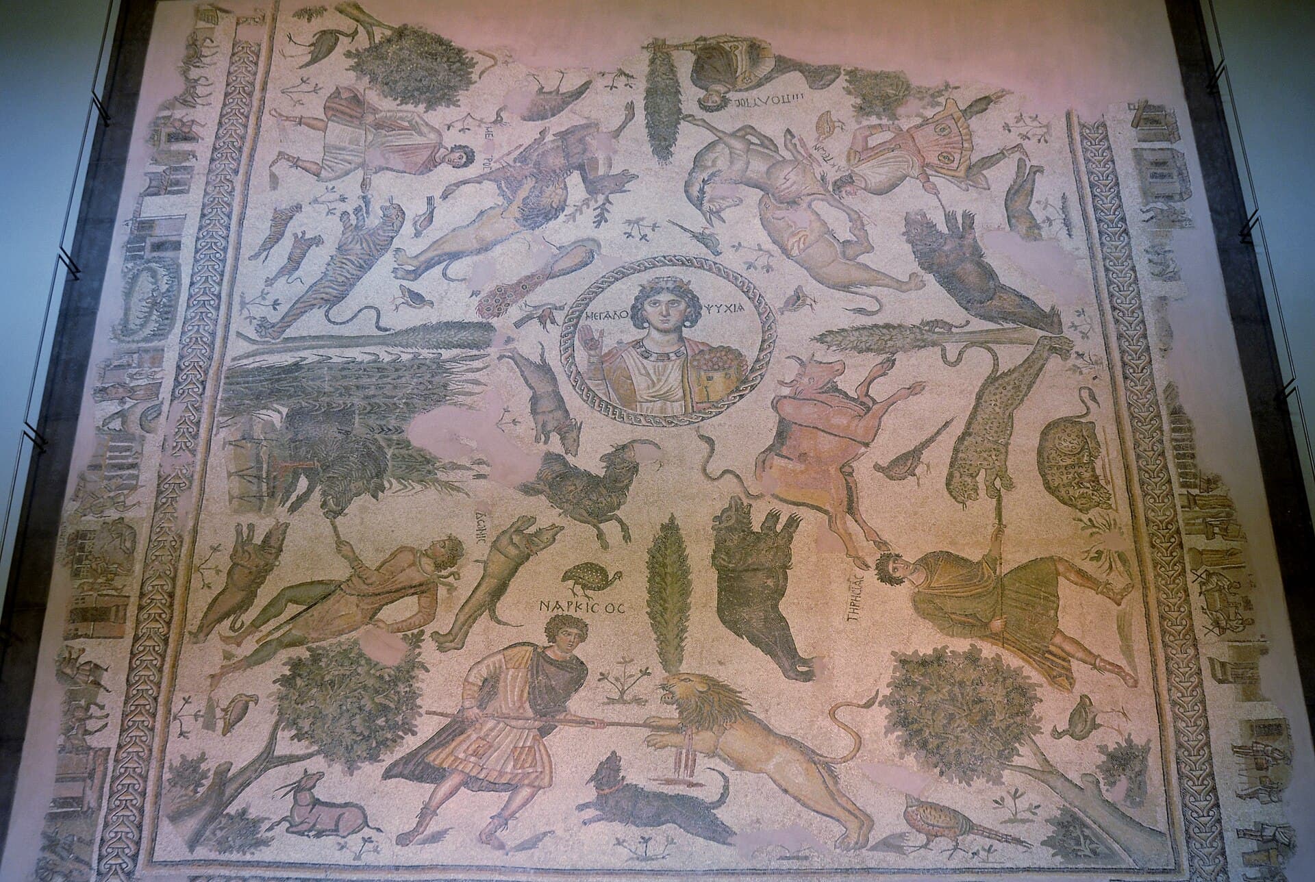 The Megalopsychia Hunt mosaic from Yakto near Daphne, Hatay Archaeology Museum.