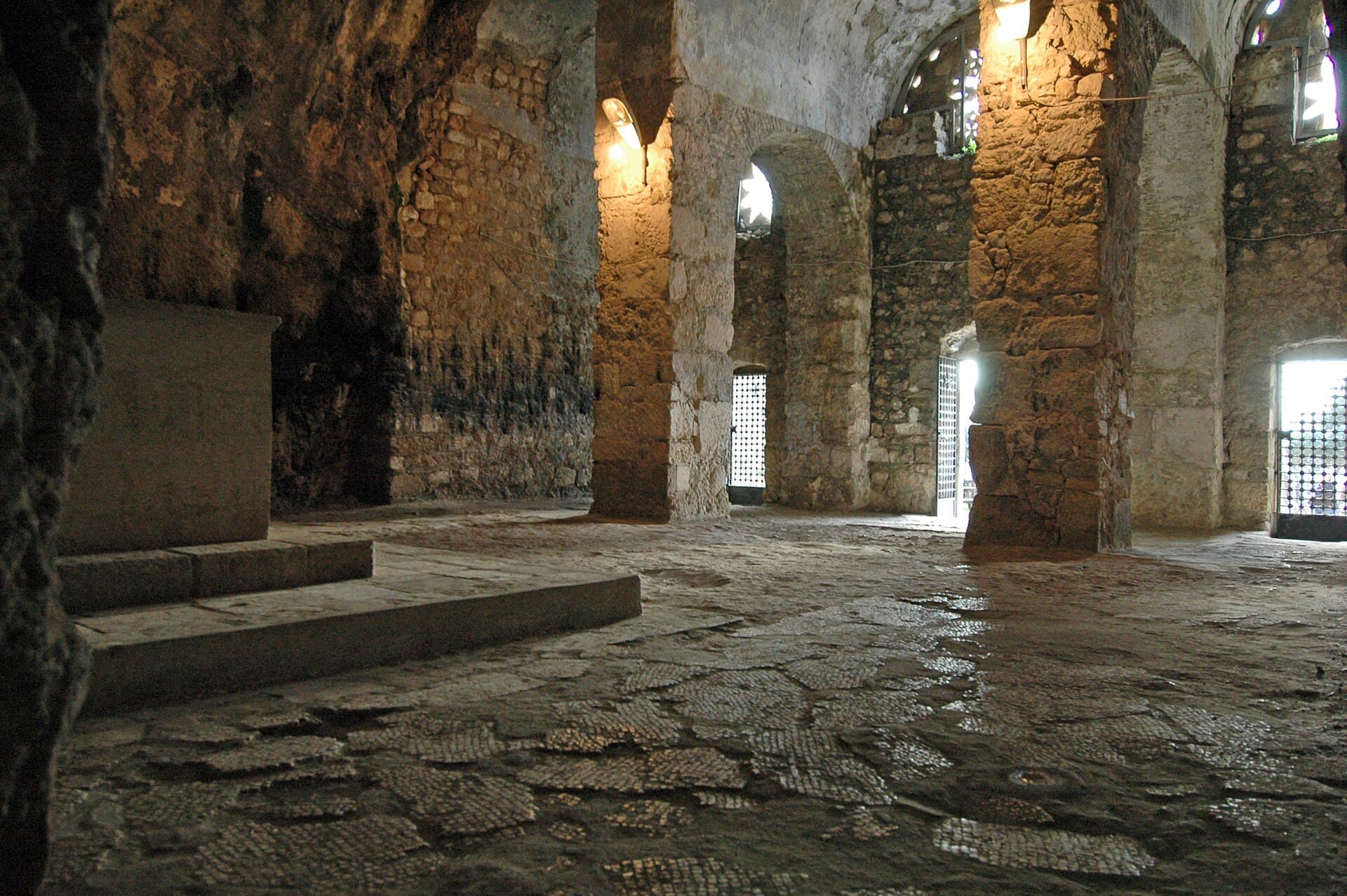 Interior nave of St Peter's Cave Church, Antakya, cut into the rock.