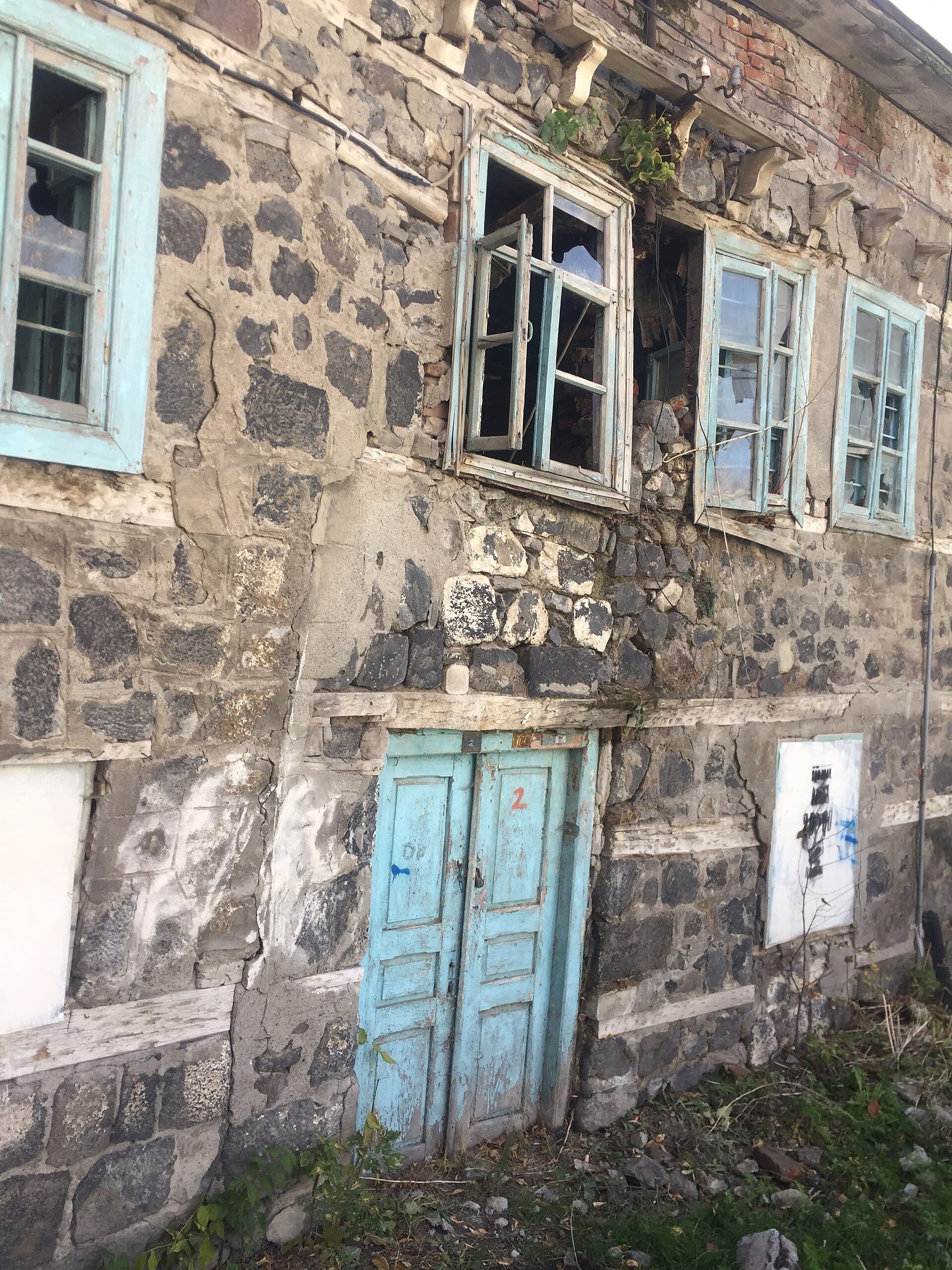 A basalt-stone Russian-era building in central Kars.