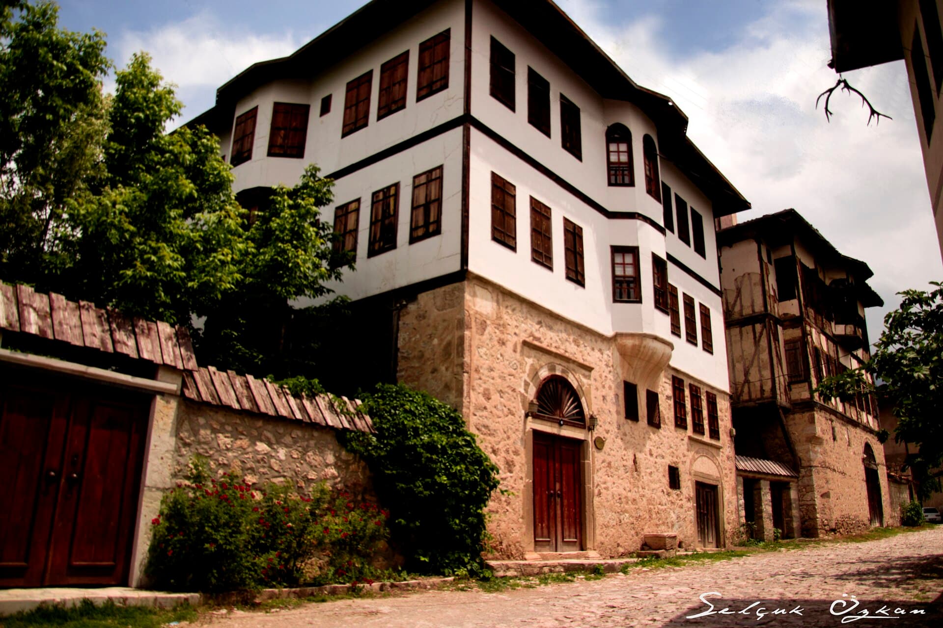 Timber-framed Ottoman houses lining a lane in Yörük Köyü near Safranbolu.