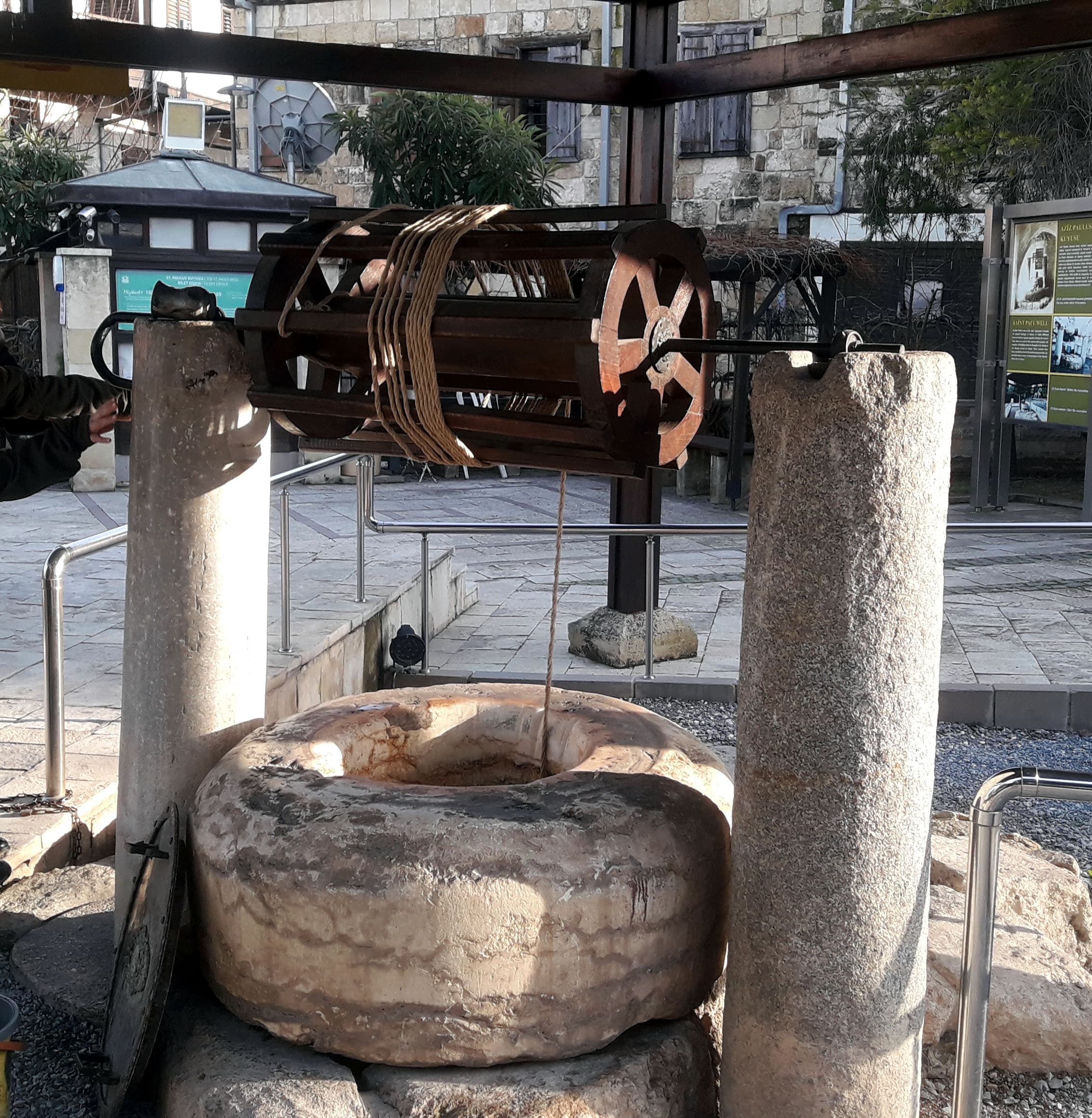 The stone-cut shaft of St. Paul's Well inside its pilgrimage courtyard in Tarsus.