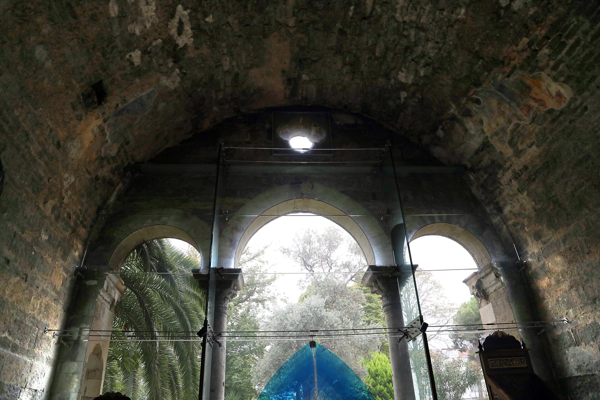 Byzantine fresco paintings in the south narthex of Trabzon's Hagia Sophia church.